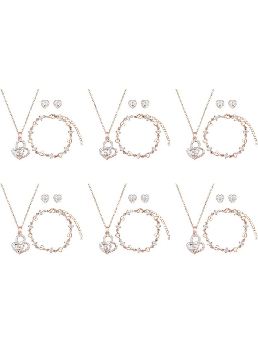 Elegant Heart Jewelry Set for Bridesmaids - 18K Gold, Rose Gold & Silver Plated